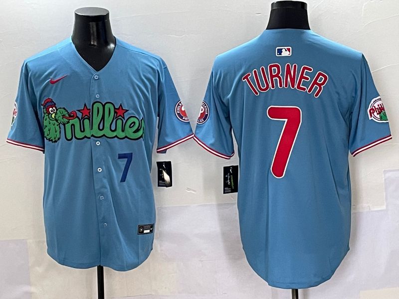 Men Philadelphia Phillies #7 Turner Light Blue three generations Joint Name Nike 2025 MLB Jersey style 4->philadelphia phillies->MLB Jersey